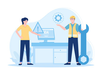 Website maintenance. website services  web design  corporate site professional support  security analysis  update abstract metaphor concept flat illustration