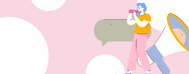 Notification announcement vector creative flat hand drawn illustration
