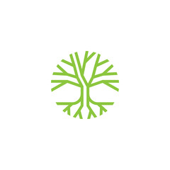 tree logo vector illustration, circle nature tree logo template