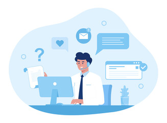 Customer support concept flat illustration
