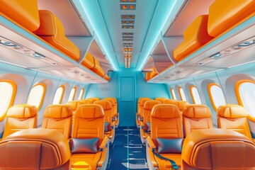 3d illustration of passenger seats on the airplane