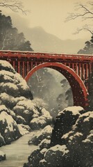 Fototapeta premium Bridge snow architecture aqueduct.