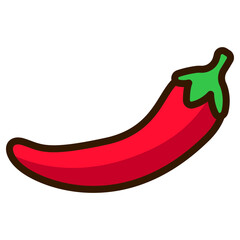 Single chilli icon with colorful design. Simple chilli vector illustration