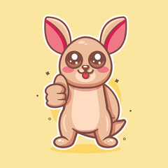 happy kangaroo animal character mascot with thumb up hand gesture isolated cartoon