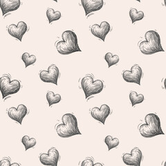seamless pattern of heart silhouette on a white background. flat vector illustration. love concept
