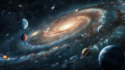 Naklejka premium Cosmic Wonders: Nebulae and Galaxies in Space