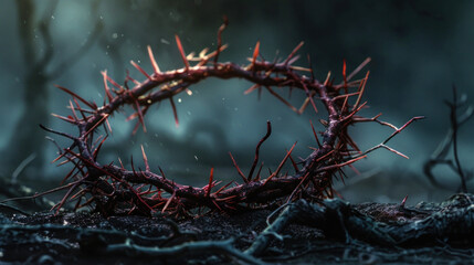 Crown of thorns turning into a crown of glory. Highlight Jesus' suffering with the thorns and His resurrection with the crown.
