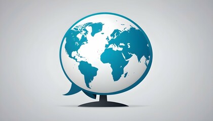 A globe with a speech bubble icon for global conve upscaled 2