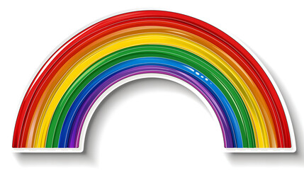 Minimalist Delight: A Rainbow Sticker in Flat Vector Style