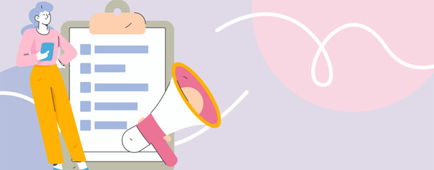 Notification announcement vector creative flat hand drawn illustration
