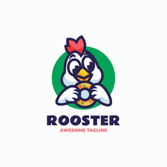 Vector Logo Illustration Rooster Mascot Cartoon Style.