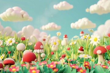 Cute nature background outdoors cartoon flower.