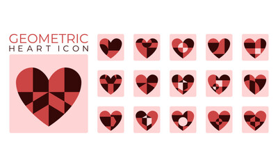 ICON 18 GEOMETRIC HEART  ICON SET FOR BUSINESS OR BRAND IDENTITY