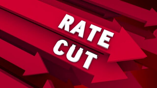 Rate Cut Arrows Down Interest Reduction Loan Mortgage Lower Money Cost 3d Animation