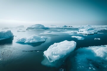 Breathtaking Arctic Landscape with Towering Icebergs and Crystal Clear Waters