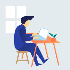 a man with desk flat illustration
