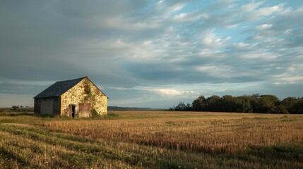Fototapeta premium Building on a farm field