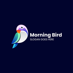 Vector Logo Illustration Little Bird Gradient Colorful Style
