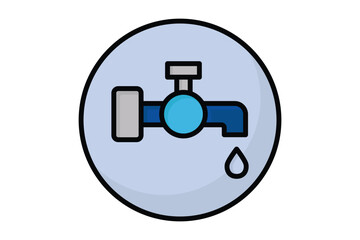 Water supply icon. water faucet. icon related to utilities. colored outline icon style. utilities elements vector illustration
