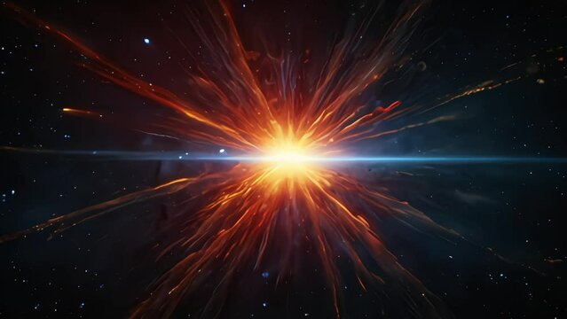 Hyperlapse motion golden orange light burst throught the galaxy space 