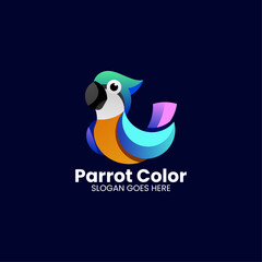 Vector Logo Illustration Parrot Gradient Colorful Style