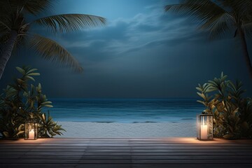 Fototapeta premium Product podium backdrop beach outdoors horizon.