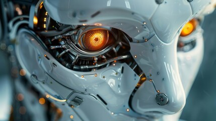 Close-up captures the face of an ai robot, its expressive digital eyes conveying a spectrum of human emotions with startling clarity