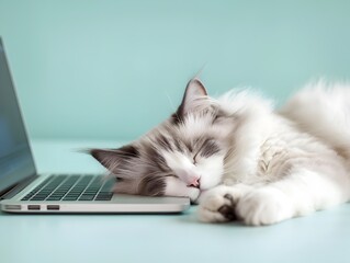 Ragdoll Cat Embraces Modern Life Peaceful Felines Technological Slumber