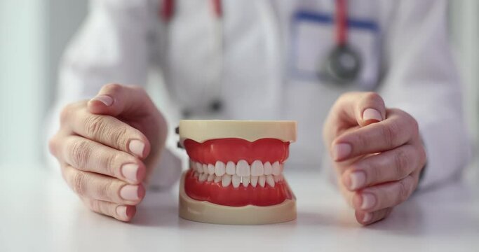 Remineralization of tooth enamel and dentist counts teeth