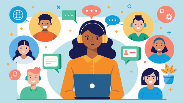 A volunteer providing resources and information through the support hotline helping callers connect with local support groups and services in their area.. Vector illustration