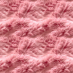 Fototapeta premium Seamless pattern background featuring soft, fluffy pink fur with a luxurious and cozy texture. Ideal for fabric design, fashion accessories, home decor, and digital art projects.
