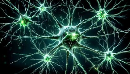 Glowing Neurons Showing Brain Connections