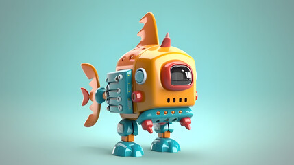 Naklejka premium Fish toy robot 3d