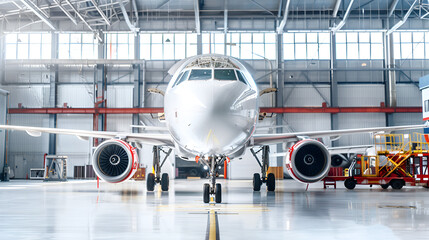 aircraft at airport,
Passenger Aircraft Undergoing Engine Maintenance