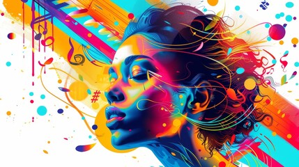 Abstract color swirls on decorative background design. Swirling colors in the concept of a woman