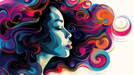 Abstract color swirls on decorative background design. Swirling colors in the concept of a woman