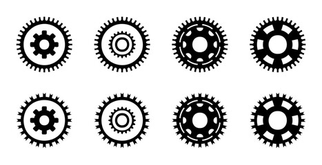 Black and white gears. Working mechanism vector.