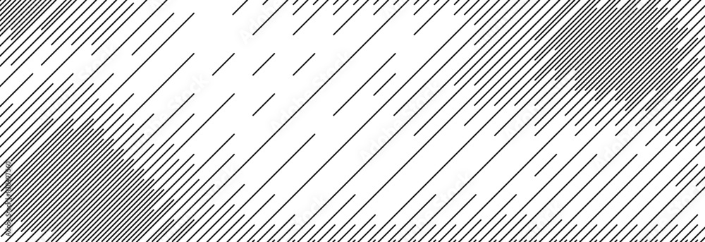 Aufkleber Diagonal dash line texture. Black slanted dashed lines pattern background. Straight tilted interrupted stripes wallpaper. Abstract dither rasterized grunge overlay. Vector wide dotted ripple texture