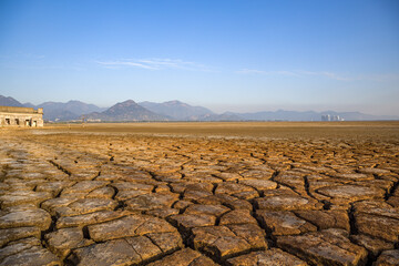 Fototapeta premium Soil Geology of the Dried and Split Yinhu Bay in Xinhui, Jiangmen
