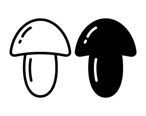 Mushrooms Silhouette and outline Autumn Vegetables Logos Icon Sticker Pointer Cards Web design idea