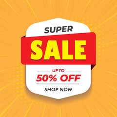 Super sale popup mega flash sale badge  label vector big sale banner poster for marketing sale background social media post 