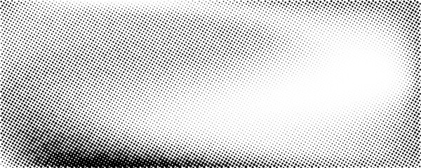 Grunge halftone gradient background. Faded grit noise texture. Black and white sandy gritty wallpaper. Retro pixelated backdrop. Anime or manga comic overlay. Vector graphic design textured template