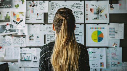 Woman sketching a business plan at a creative office
