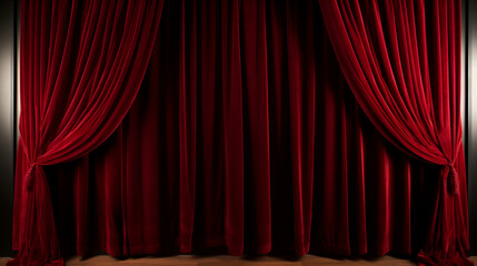 Red Stage Curtain Drapes Isolated Backdrop