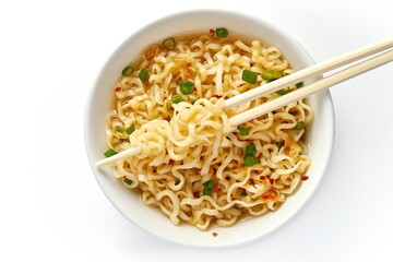 Noodles in a plate isolated on a white background.