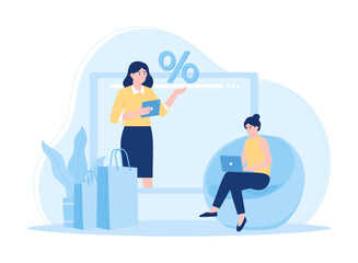 Online marketing and online shopping concept flat illustration