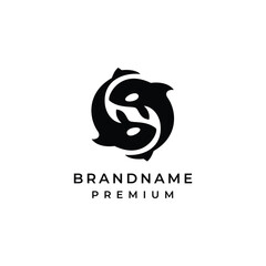the two orca killer whale circle symbol logo vector for business brand © Parathan