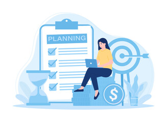 Profit and loss report  company financial report in a business plan concept flat illustration