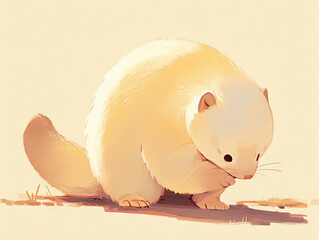 Adorable Ferret Illustration in Soft Light