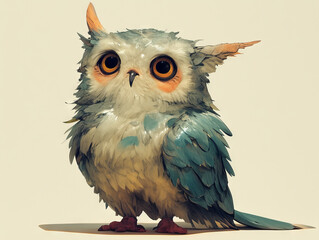 Adorable Big-Eyed Owl with Fluffy Feathers